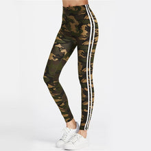 Load image into Gallery viewer, Camo Leggings with White Stripes Leggings Multi / S