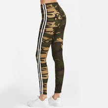 Load image into Gallery viewer, Camo Leggings with White Stripes Leggings Multi / S
