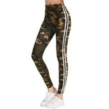 Load image into Gallery viewer, Camo Leggings with White Stripes Leggings Multi / S