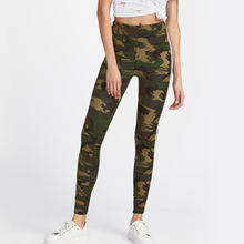 Load image into Gallery viewer, Camo Leggings with White Stripes Leggings Multi / S