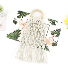Load image into Gallery viewer, Casual Fishnet Tassel Rattan Bag Rattan Bags black / with Lining