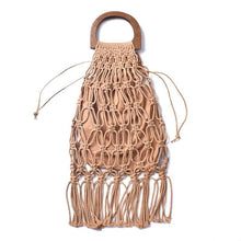 Load image into Gallery viewer, Casual Fishnet Tassel Rattan Bag Rattan Bags brown / with Lining