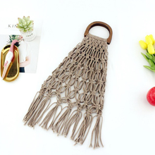 Load image into Gallery viewer, Casual Fishnet Tassel Rattan Bag Rattan Bags gray / with Lining