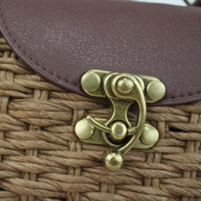 Load image into Gallery viewer, Casually Elegant Rattan & Faux Leather Bag Rattan Bags Beige