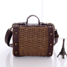 Load image into Gallery viewer, Casually Elegant Rattan & Faux Leather Bag Rattan Bags Beige
