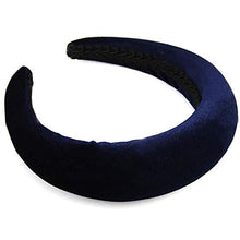 Load image into Gallery viewer, Chunky Padded Velvet Headband Headbands Navy Blue