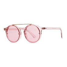 Load image into Gallery viewer, Double Bridge Round High Fashion Sunglasses Sunglasses Transparent Pink