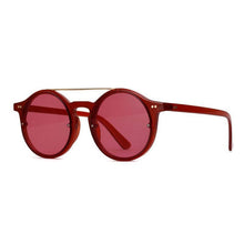Load image into Gallery viewer, Double Bridge Round High Fashion Sunglasses Sunglasses Transparent Red