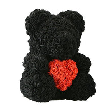 Load image into Gallery viewer, LE PETIT Rose Teddy Bear with Heart Home Accessories Black-Red (16 inc/40 cm)