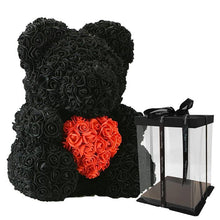Load image into Gallery viewer, LE PETIT Rose Teddy Bear with Heart Home Accessories Black-Red with Box (16 inc/40 cm)