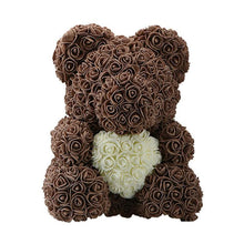 Load image into Gallery viewer, LE PETIT Rose Teddy Bear with Heart Home Accessories Brown-White (16 inc/40 cm)
