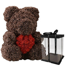 Load image into Gallery viewer, LE PETIT Rose Teddy Bear with Heart Home Accessories Brwon-Red with Box (16 inc/40 cm)