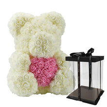 Load image into Gallery viewer, LE PETIT Rose Teddy Bear with Heart Home Accessories Cream-Pink with Box (16 inc/40 cm)