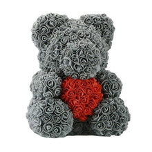 Load image into Gallery viewer, LE PETIT Rose Teddy Bear with Heart Home Accessories Grey-Red (16 inc/40 cm)