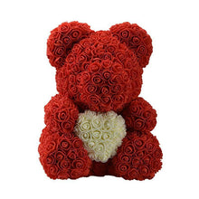 Load image into Gallery viewer, LE PETIT Rose Teddy Bear with Heart Home Accessories Red-White (16 inc/40 cm)