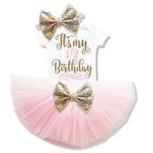 Load image into Gallery viewer, loomrack Baby Girl Tutu Birthday Outfit (1/2 Birthday, 1st Birthday, 2nd Birthday) Clothing Sets Pink 6m