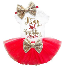 Load image into Gallery viewer, loomrack Baby Girl Tutu Birthday Outfit (1/2 Birthday, 1st Birthday, 2nd Birthday) Clothing Sets Red 24m