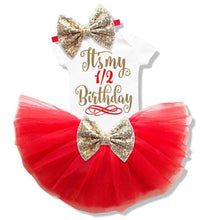 Load image into Gallery viewer, loomrack Baby Girl Tutu Birthday Outfit (1/2 Birthday, 1st Birthday, 2nd Birthday) Clothing Sets Red 6m