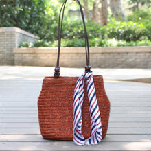 Load image into Gallery viewer, loomrack Bamboo Knitted Shoulder Bag Shoulder Bag Wine Red