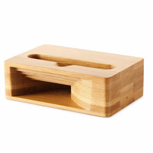 Load image into Gallery viewer, loomrack Bamboo Mobile Phone Stand with Amplifier Mobile Phone Holders & Stands