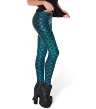 Load image into Gallery viewer, loomrack Becca Fish Scale Mermaid Leggings Leggings K030 Deep Blue / S