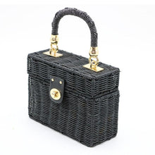 Load image into Gallery viewer, loomrack Black Rattan Purse Shoulder Bags