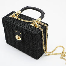 Load image into Gallery viewer, loomrack Black Rattan Purse Shoulder Bags