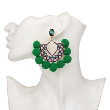 Load image into Gallery viewer, loomrack Bohemian Drop Dangle Pom Pom Earrings Drop Earrings