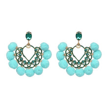 Load image into Gallery viewer, loomrack Bohemian Drop Dangle Pom Pom Earrings Drop Earrings Light Green