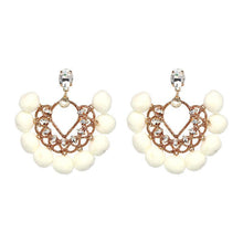 Load image into Gallery viewer, loomrack Bohemian Drop Dangle Pom Pom Earrings Drop Earrings White