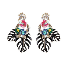 Load image into Gallery viewer, loomrack Bohemian Floral Leaf Drop Earrings Drop Earrings Black