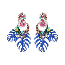 Load image into Gallery viewer, loomrack Bohemian Floral Leaf Drop Earrings Drop Earrings Blue