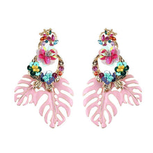 Load image into Gallery viewer, loomrack Bohemian Floral Leaf Drop Earrings Drop Earrings Pink