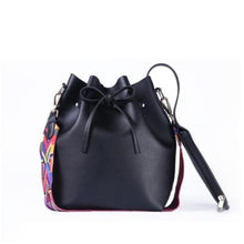 Load image into Gallery viewer, loomrack Boho Bucket Bag with Multicolor Shoulder Strap Shoulder Bags Black