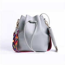 Load image into Gallery viewer, loomrack Boho Bucket Bag with Multicolor Shoulder Strap Shoulder Bags Gray