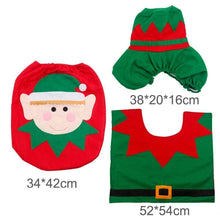 Load image into Gallery viewer, loomrack Christmas Bathroom Set - Toilet Cover Rug 3-Pc Set Christmas Accessories