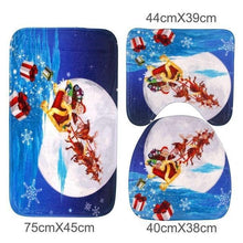 Load image into Gallery viewer, loomrack Christmas Bathroom Set - Toilet Cover Rug 3-Pc Set Christmas Accessories Santa Claus and elk