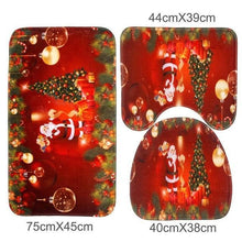 Load image into Gallery viewer, loomrack Christmas Bathroom Set - Toilet Cover Rug 3-Pc Set Christmas Accessories Santa Claus and tree