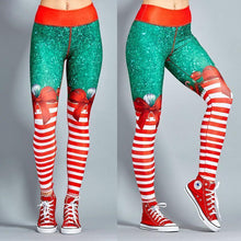 Load image into Gallery viewer, loomrack Christmas Leggings - High Waist Candy Stripe Bow Christmas Clothes