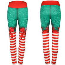 Load image into Gallery viewer, loomrack Christmas Leggings - High Waist Candy Stripe Bow Christmas Clothes