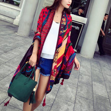 Load image into Gallery viewer, loomrack Classic Bohemian Cape Tassel Scarf Scarves