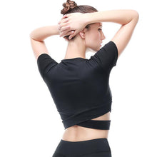 Load image into Gallery viewer, loomrack Criss-Cross Short Sleeve Crop Workout Top Yoga Shirts