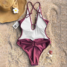 Load image into Gallery viewer, loomrack Crochet V-Neck One-Piece Swimsuit Body Suits