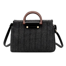 Load image into Gallery viewer, loomrack Crossbody Top Handle Straw Messenger Bag Top-Handle Bags Black