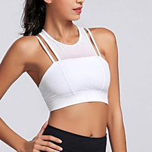 Load image into Gallery viewer, loomrack Dual Strap Mesh Crop Top Sports Bra Sports Bras White / L