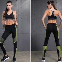 Load image into Gallery viewer, loomrack Elastic Compression Fitness Set Yoga Sets Black Light Green - White / S