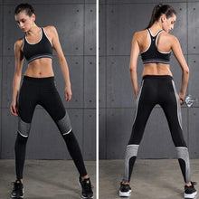 Load image into Gallery viewer, loomrack Elastic Compression Fitness Set Yoga Sets Black White- White / S