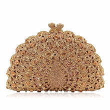 Load image into Gallery viewer, loomrack Magnificent Peacock Evening Clutch Bag Evening Bags Champagne