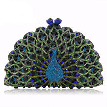 Load image into Gallery viewer, loomrack Magnificent Peacock Evening Clutch Bag Evening Bags Green