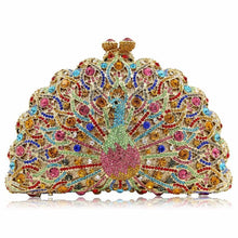 Load image into Gallery viewer, loomrack Magnificent Peacock Evening Clutch Bag Evening Bags Multi Gold
